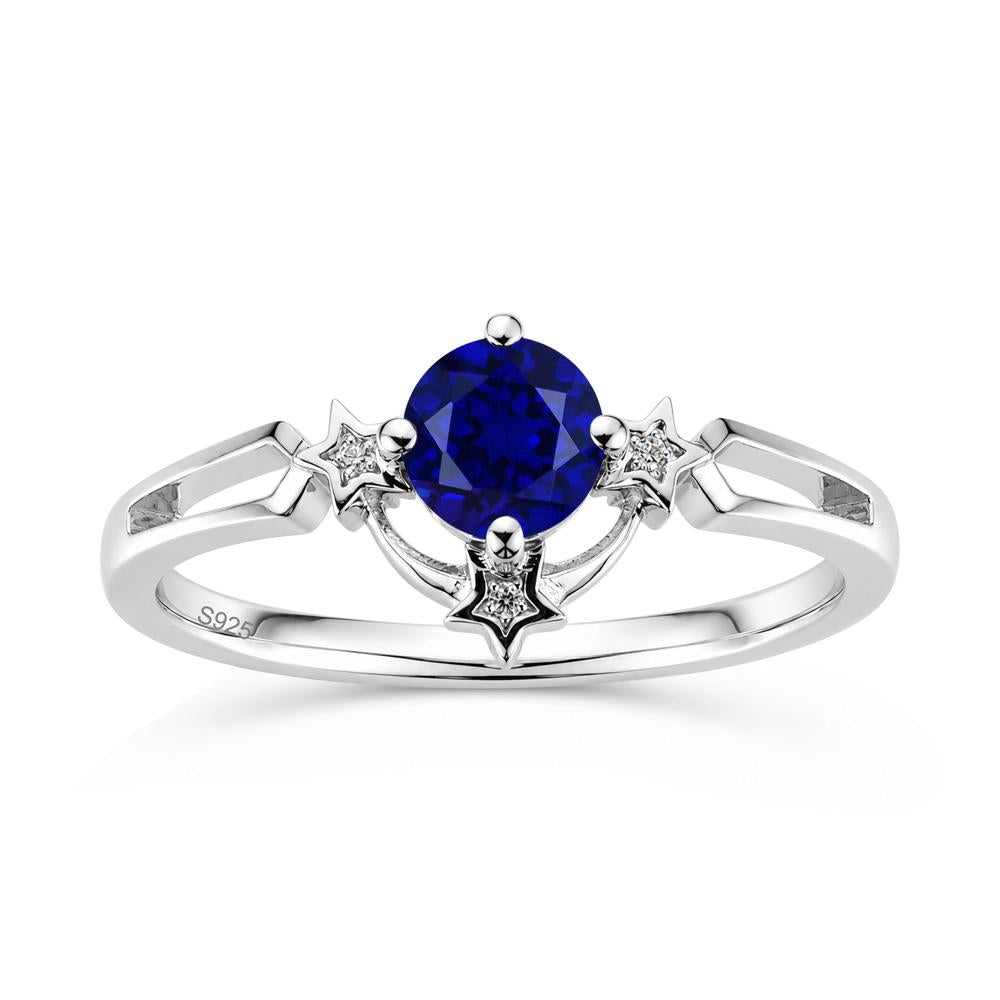 Round Cut Pink Sapphire Star Proposal Ring - LUO Jewelry #gemstone_Sapphire