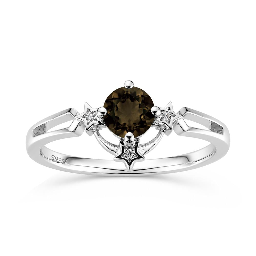 Round Cut Pink Sapphire Star Proposal Ring - LUO Jewelry #gemstone_Smoky Quartz