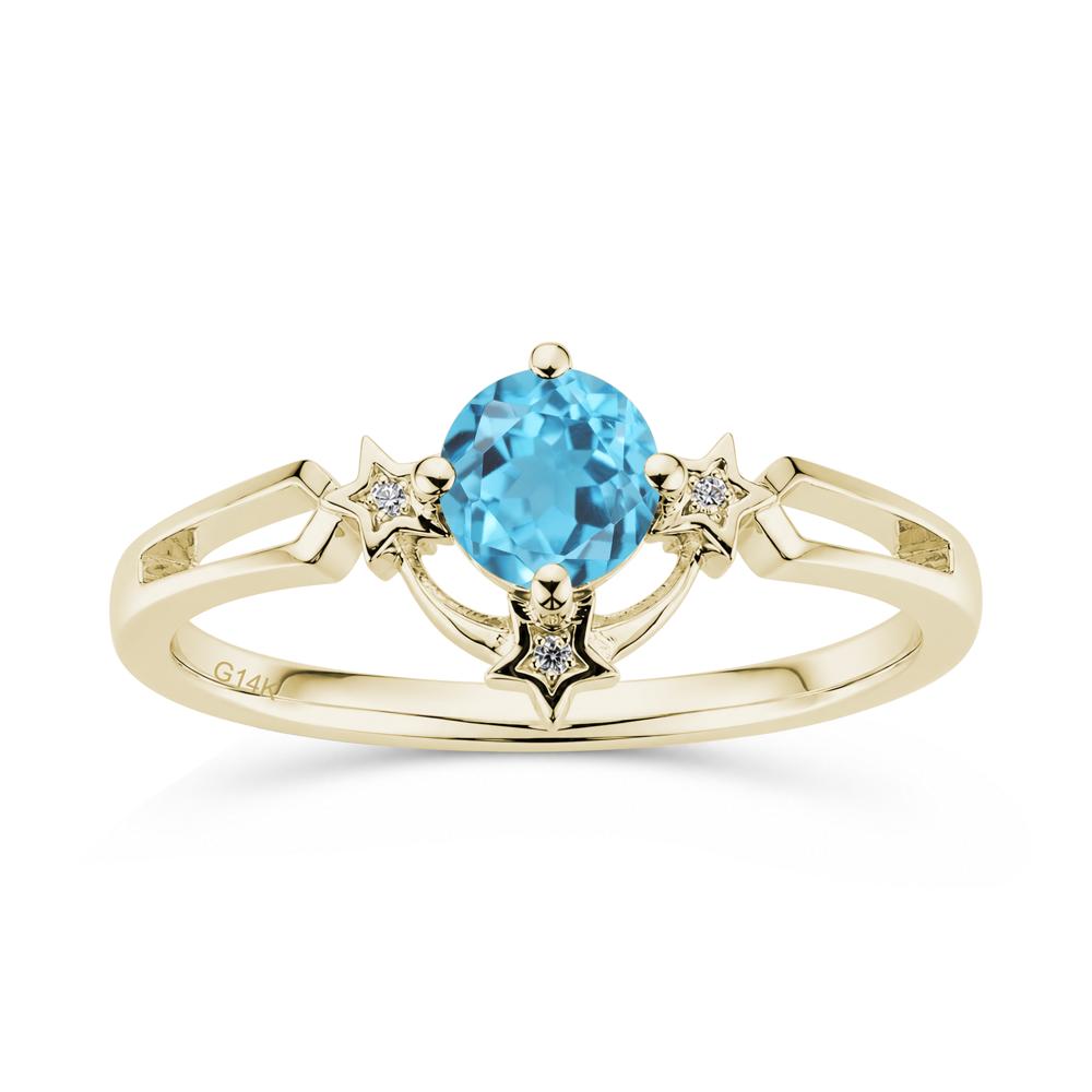 Round Cut Pink Sapphire Star Proposal Ring - LUO Jewelry #gemstone_Swiss Blue Topaz