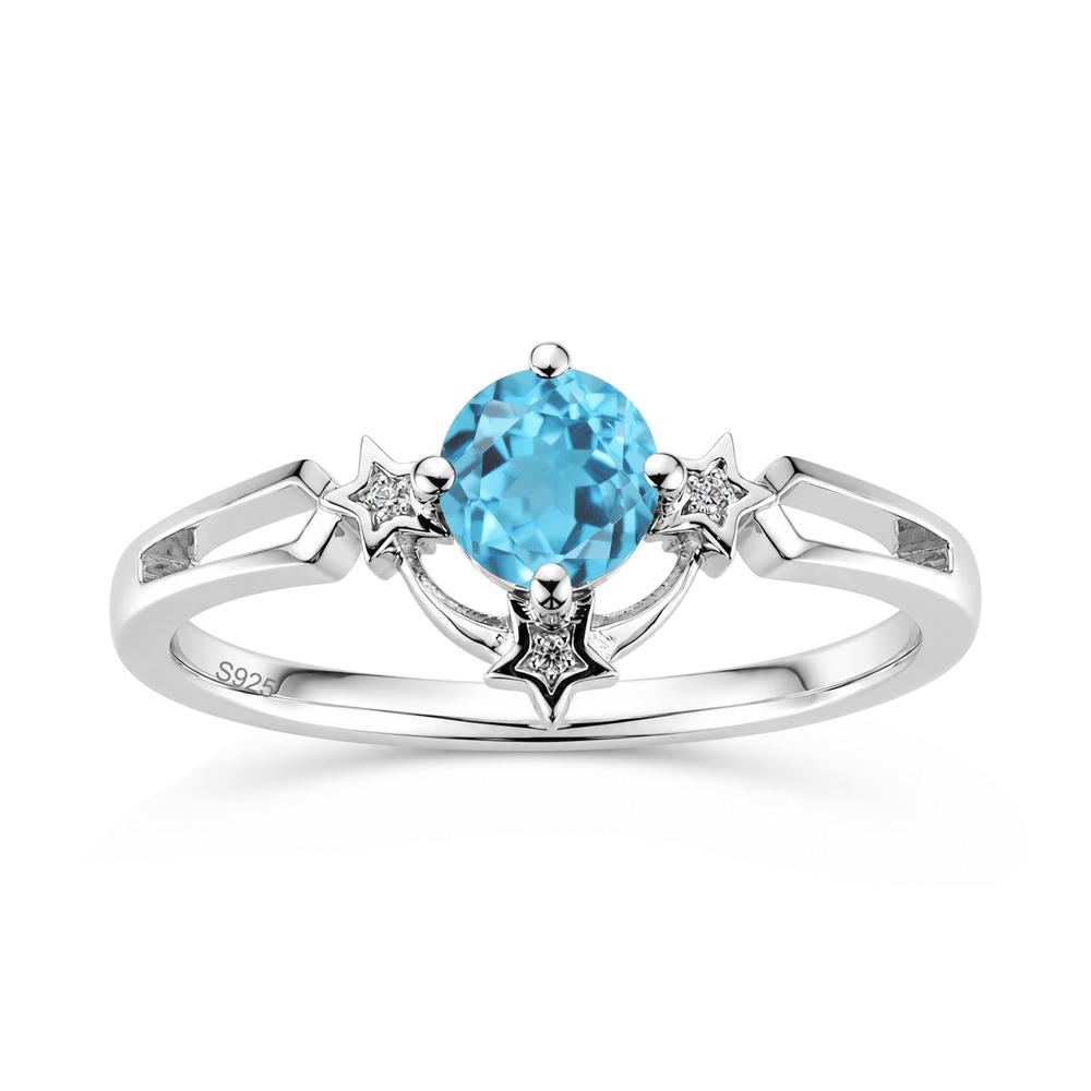 Round Cut Pink Sapphire Star Proposal Ring - LUO Jewelry #gemstone_Swiss Blue Topaz