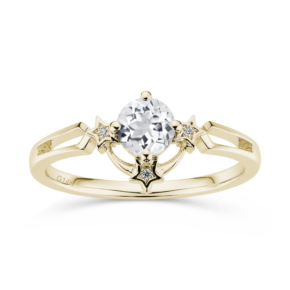 Round Cut Pink Sapphire Star Proposal Ring - LUO Jewelry #gemstone_White Topaz