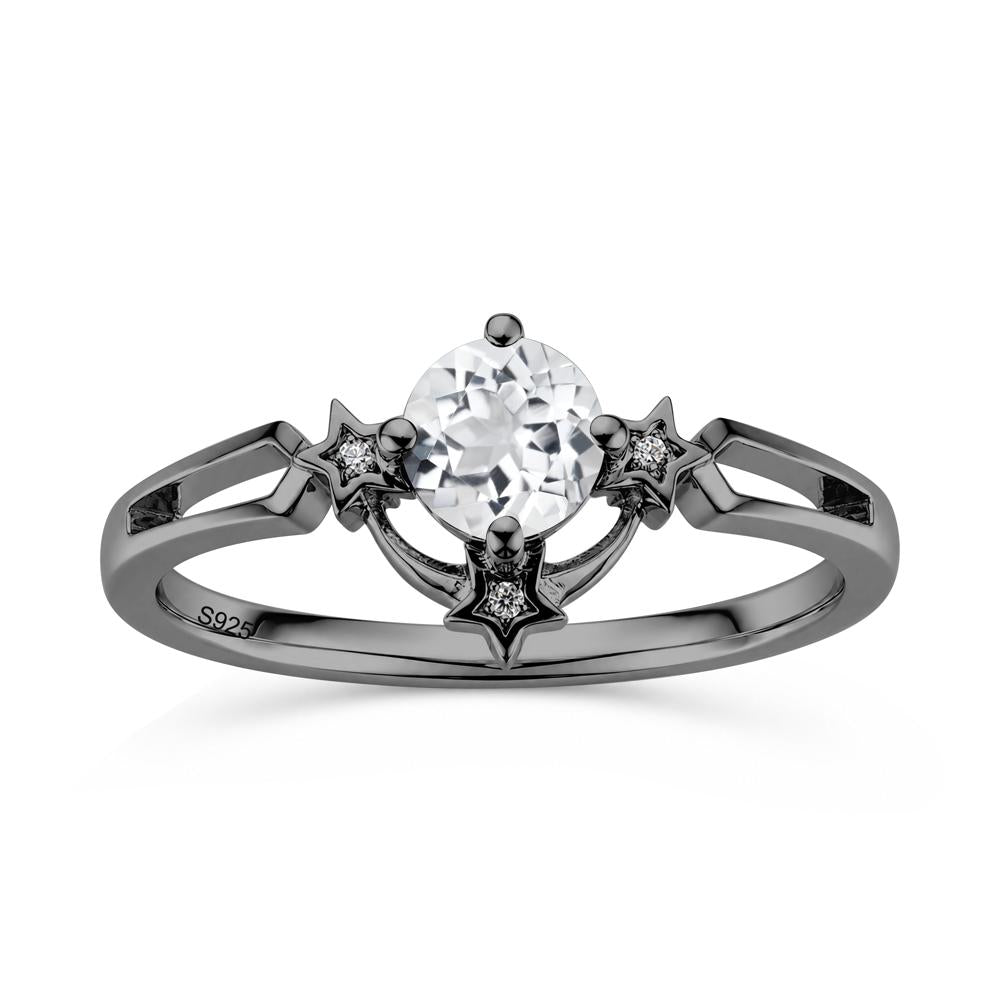 Round Cut Pink Sapphire Star Proposal Ring - LUO Jewelry #gemstone_White Topaz