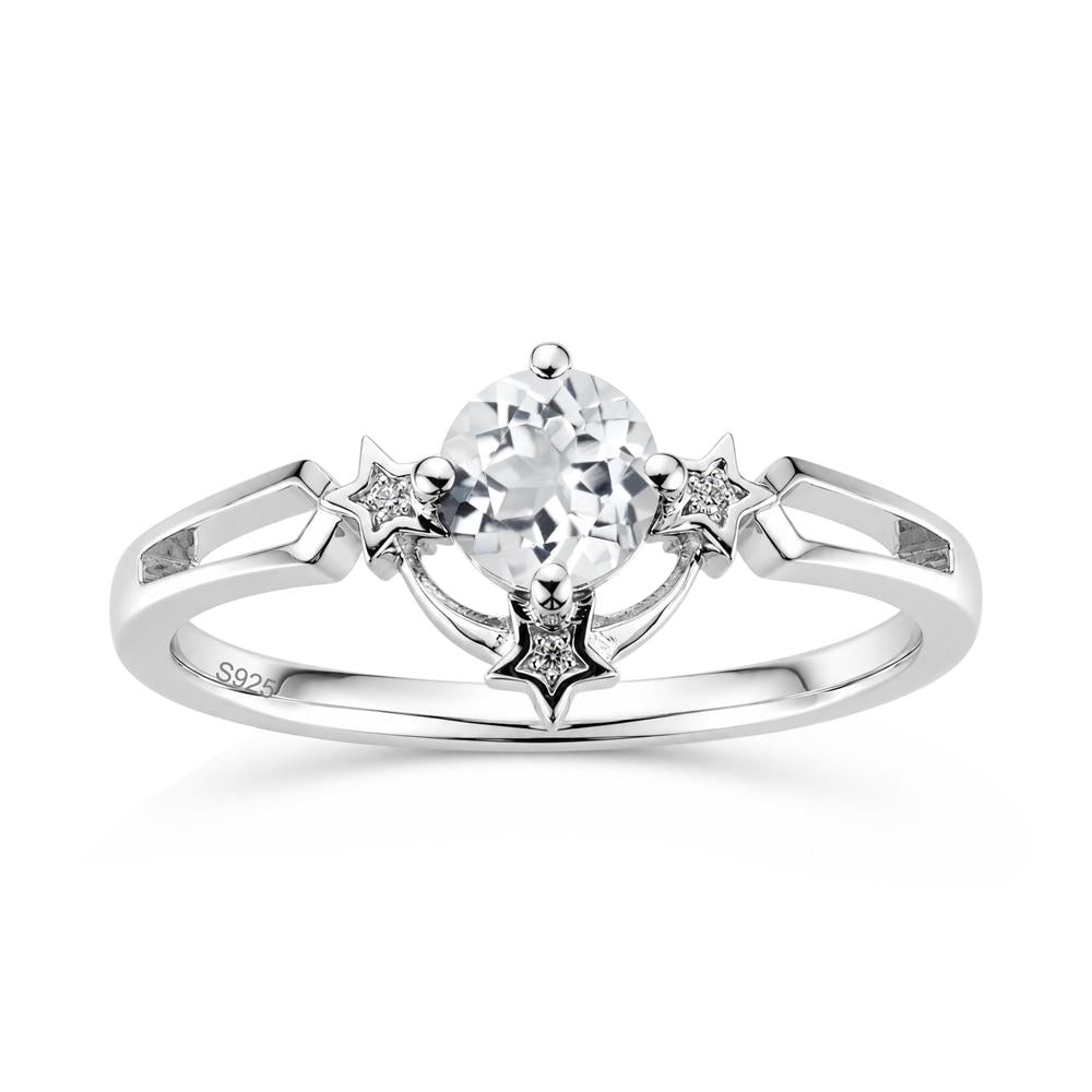 Round Cut Pink Sapphire Star Proposal Ring - LUO Jewelry #gemstone_White Topaz