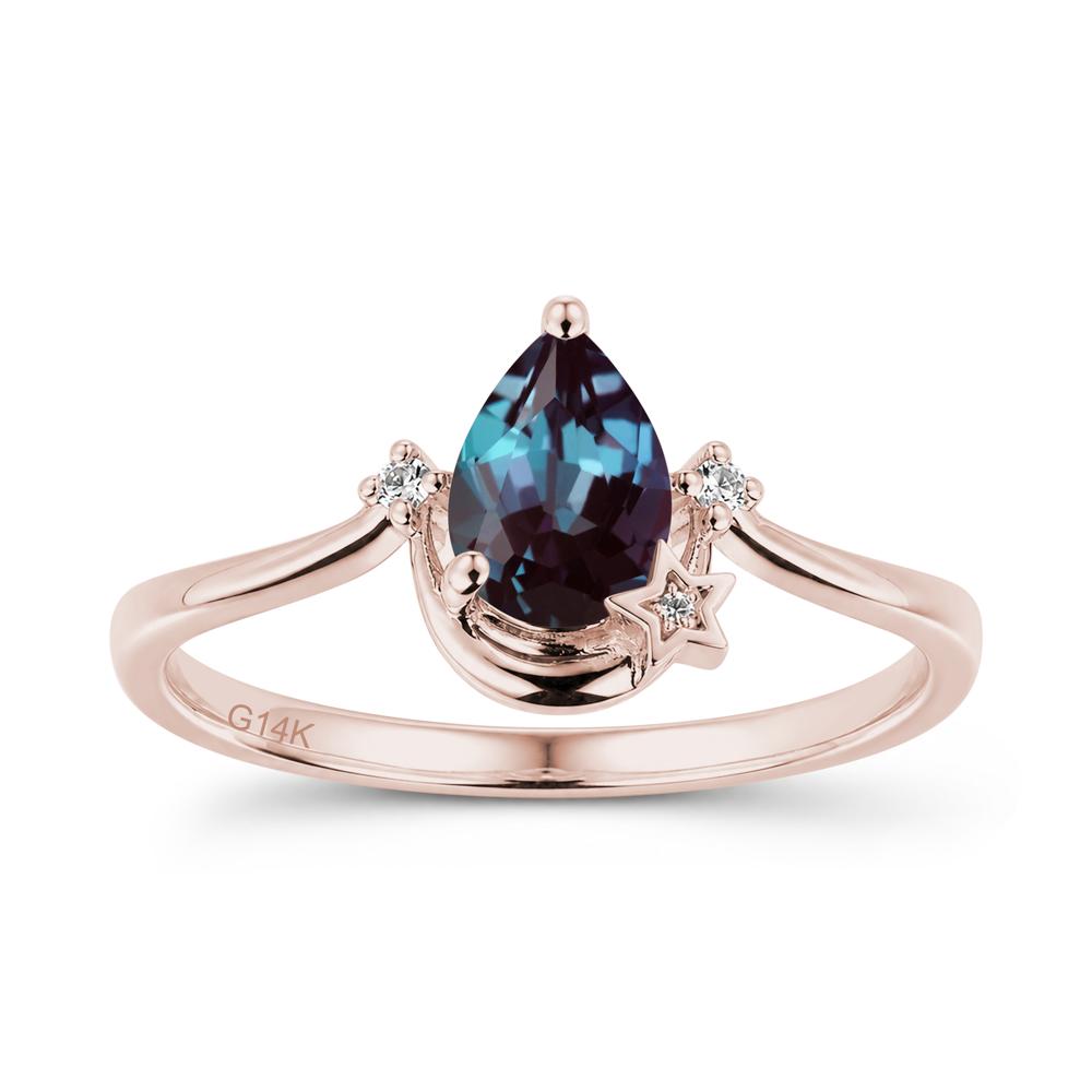 Pear Cut Green Sapphire Moon and Star Ring - LUO Jewelry #gemstone_Alexandrite