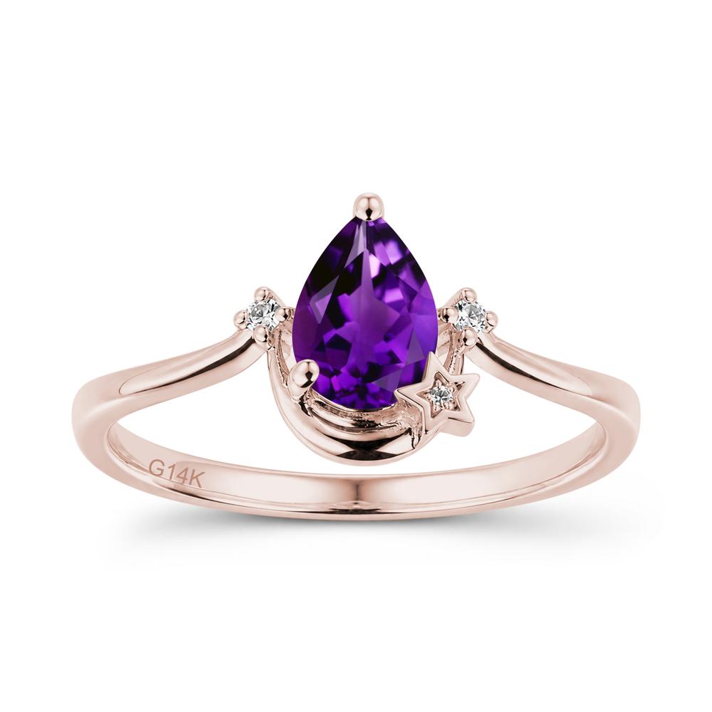 Pear Cut Green Sapphire Moon and Star Ring - LUO Jewelry #gemstone_Amethyst