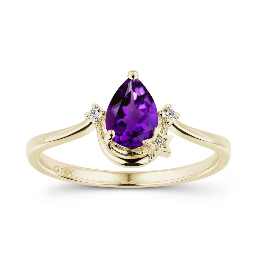 Pear Cut Green Sapphire Moon and Star Ring - LUO Jewelry #gemstone_Amethyst