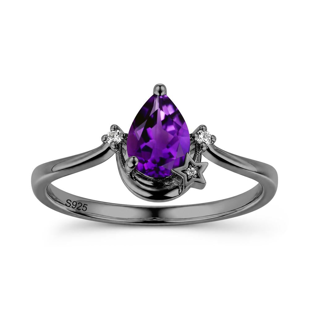 Pear Cut Green Sapphire Moon and Star Ring - LUO Jewelry #gemstone_Amethyst