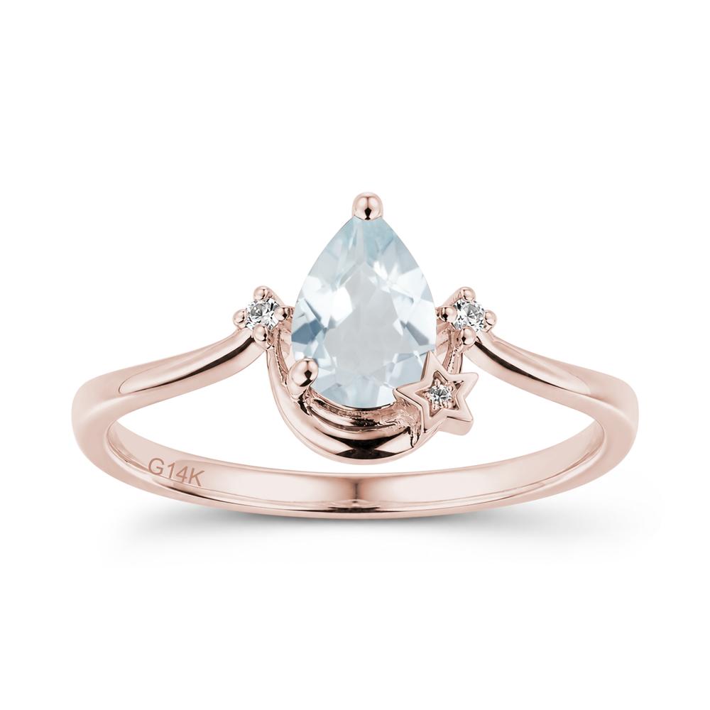 Pear Cut Green Sapphire Moon and Star Ring - LUO Jewelry #gemstone_Aquamarine