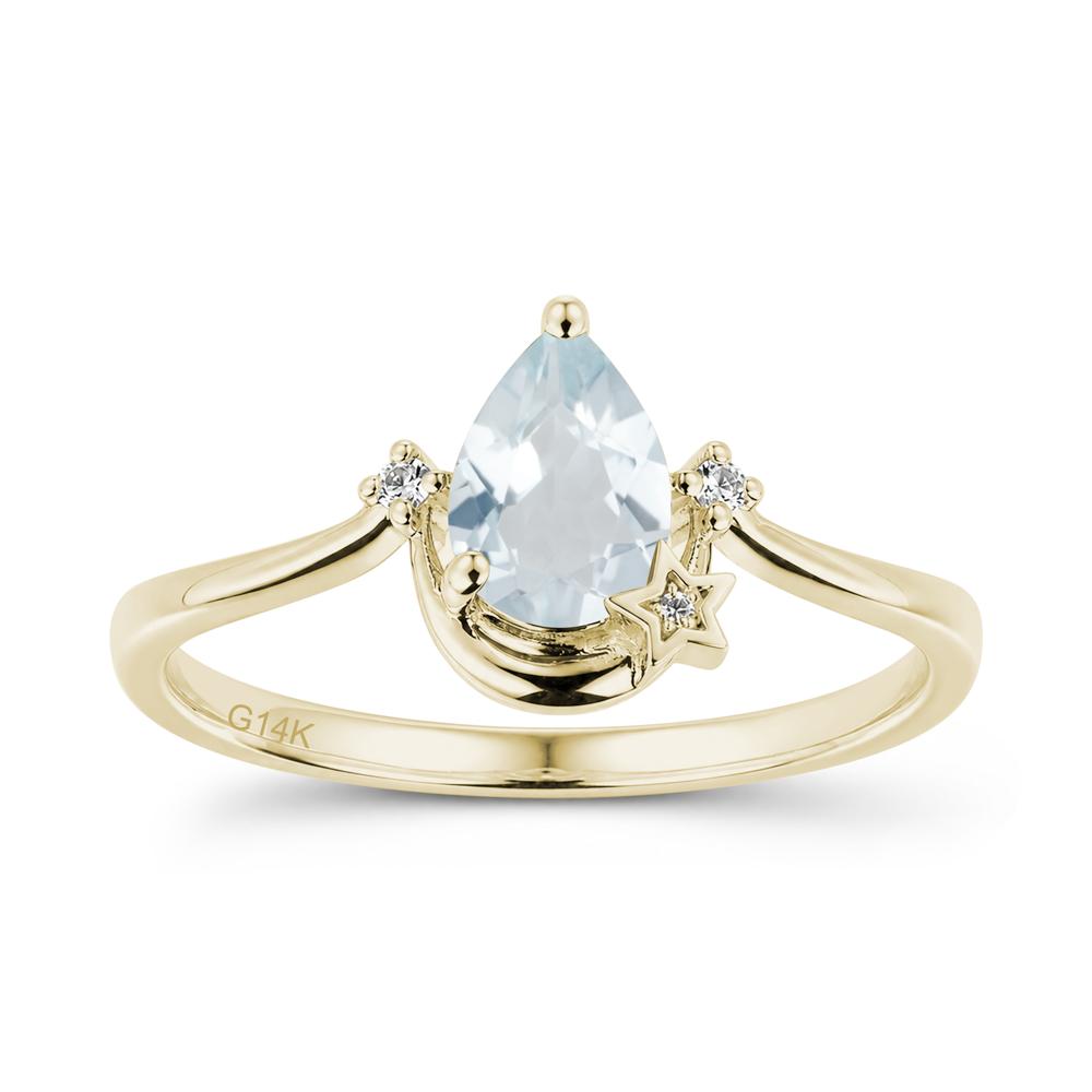 Pear Cut Green Sapphire Moon and Star Ring - LUO Jewelry #gemstone_Aquamarine