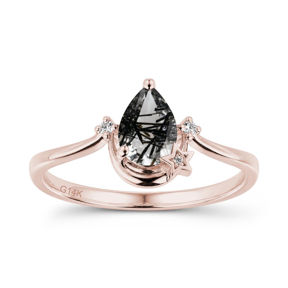 Pear Cut Green Sapphire Moon and Star Ring - LUO Jewelry #gemstone_Black Rutilated Quartz