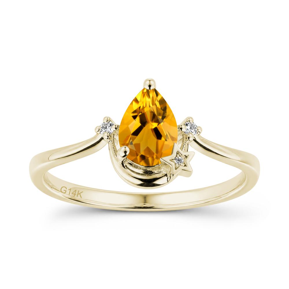 Pear Cut Green Sapphire Moon and Star Ring - LUO Jewelry #gemstone_Citrine