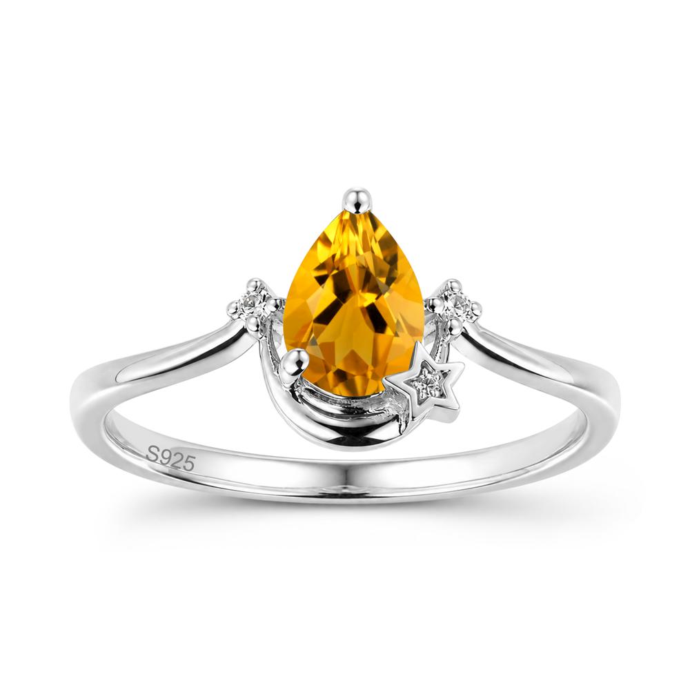 Pear Cut Green Sapphire Moon and Star Ring - LUO Jewelry #gemstone_Citrine