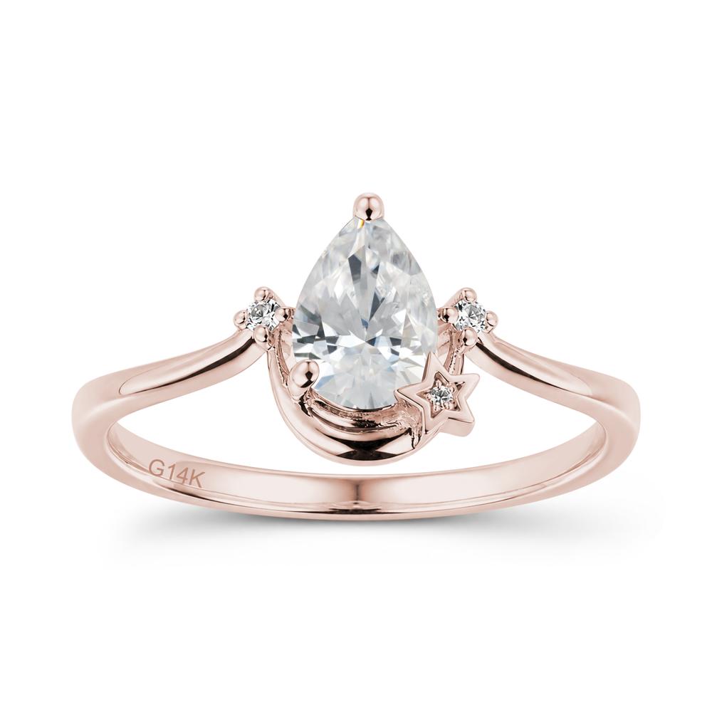 Pear Cut Green Sapphire Moon and Star Ring - LUO Jewelry #gemstone_Cubic Zirconia
