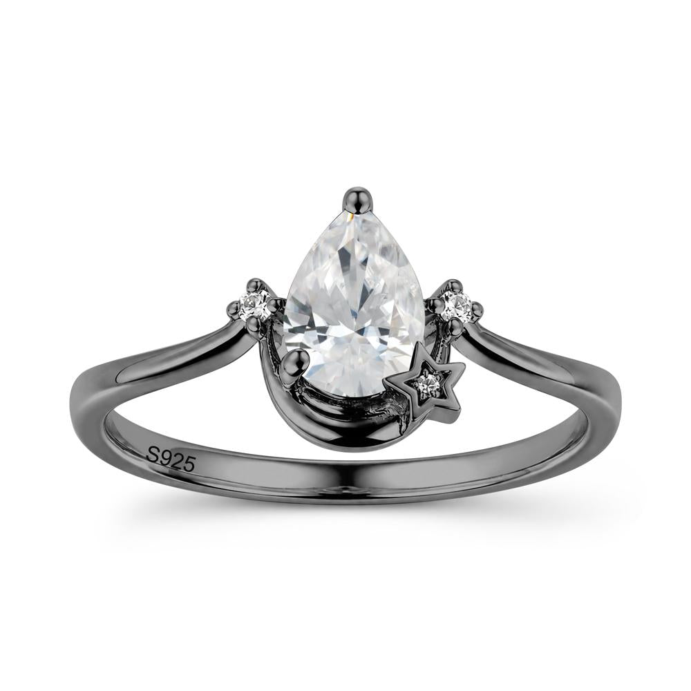 Pear Cut Green Sapphire Moon and Star Ring - LUO Jewelry #gemstone_Cubic Zirconia