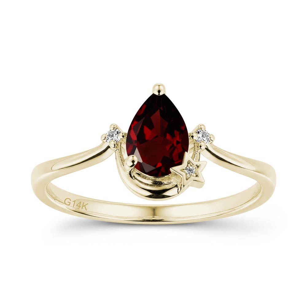 Pear Cut Green Sapphire Moon and Star Ring - LUO Jewelry #gemstone_Garnet