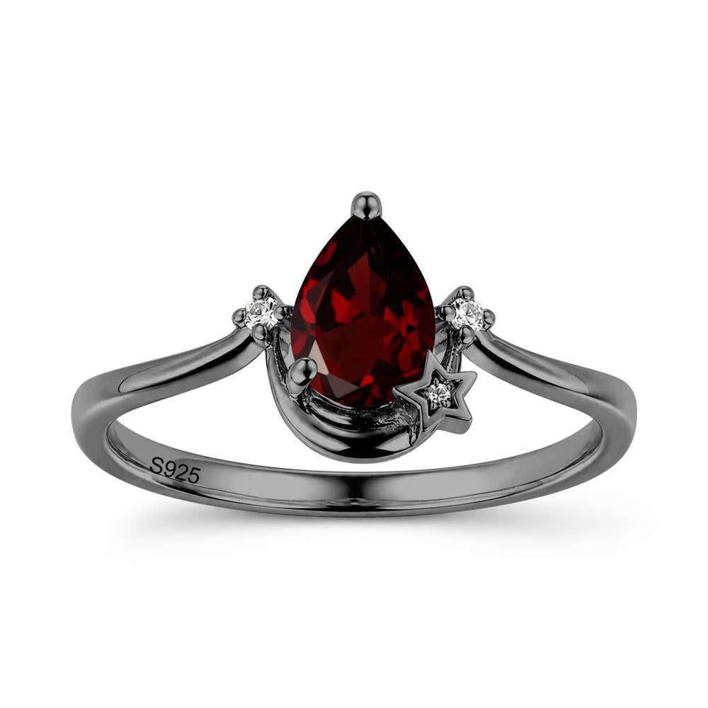 Pear Cut Green Sapphire Moon and Star Ring - LUO Jewelry #gemstone_Garnet