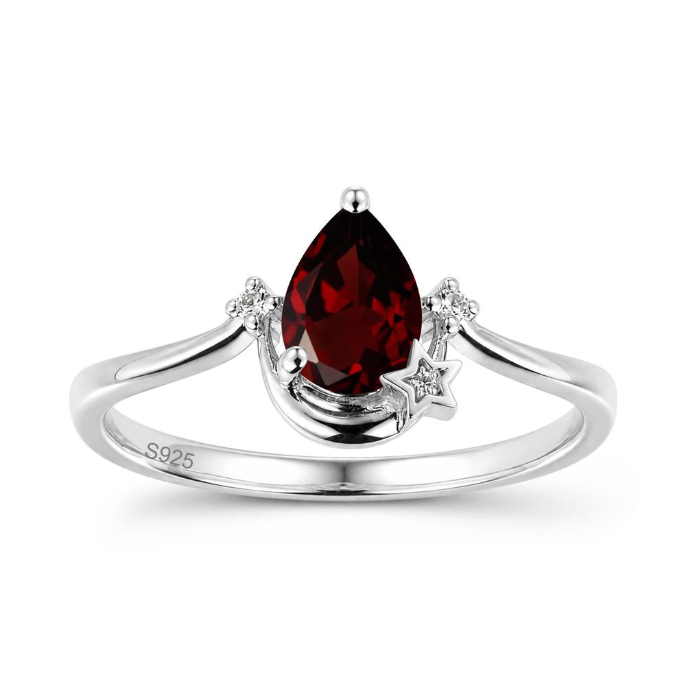 Pear Cut Green Sapphire Moon and Star Ring - LUO Jewelry #gemstone_Garnet