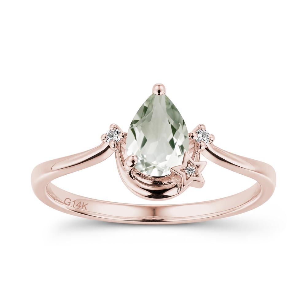 Pear Cut Green Sapphire Moon and Star Ring - LUO Jewelry #gemstone_Green Amethyst