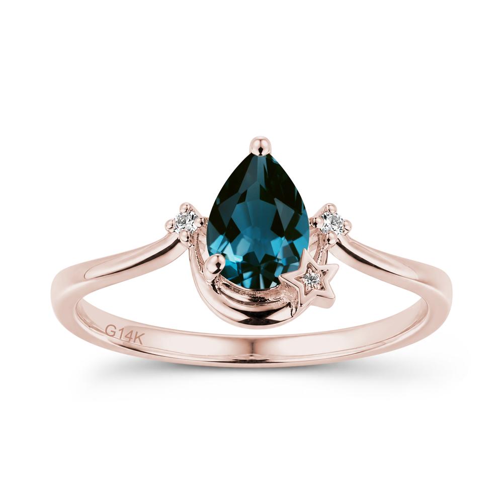 Pear Cut Green Sapphire Moon and Star Ring - LUO Jewelry #gemstone_London Blue Topaz