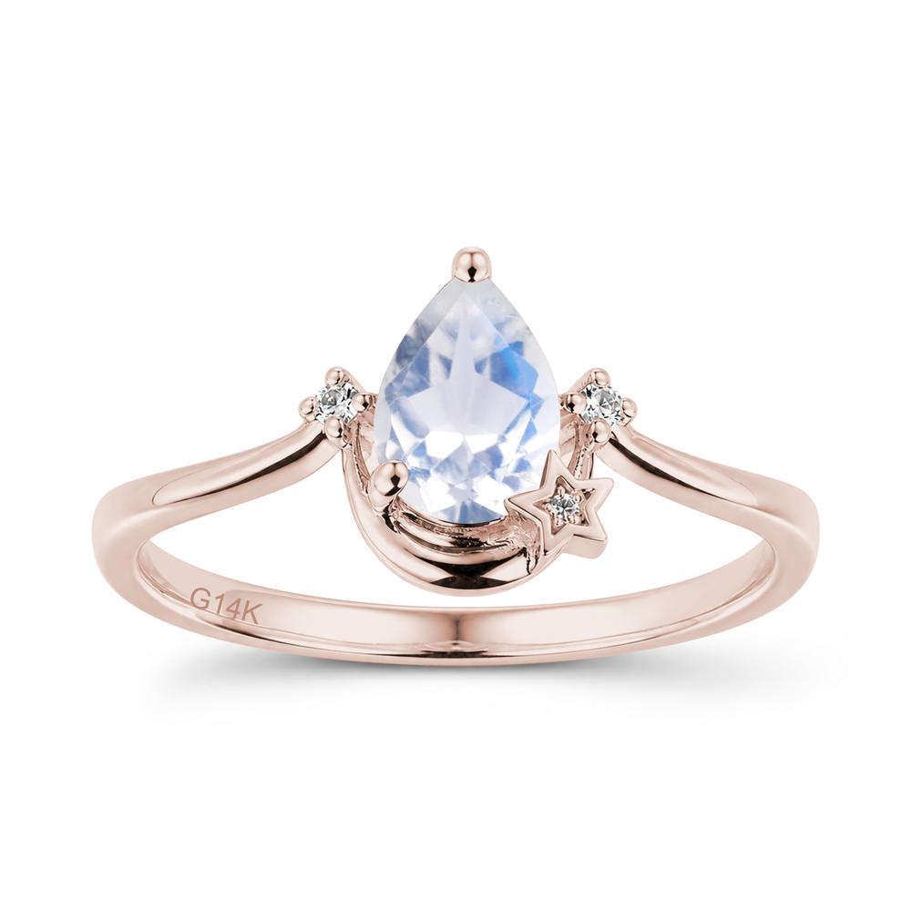 Pear Cut Green Sapphire Moon and Star Ring - LUO Jewelry #gemstone_Moonstone