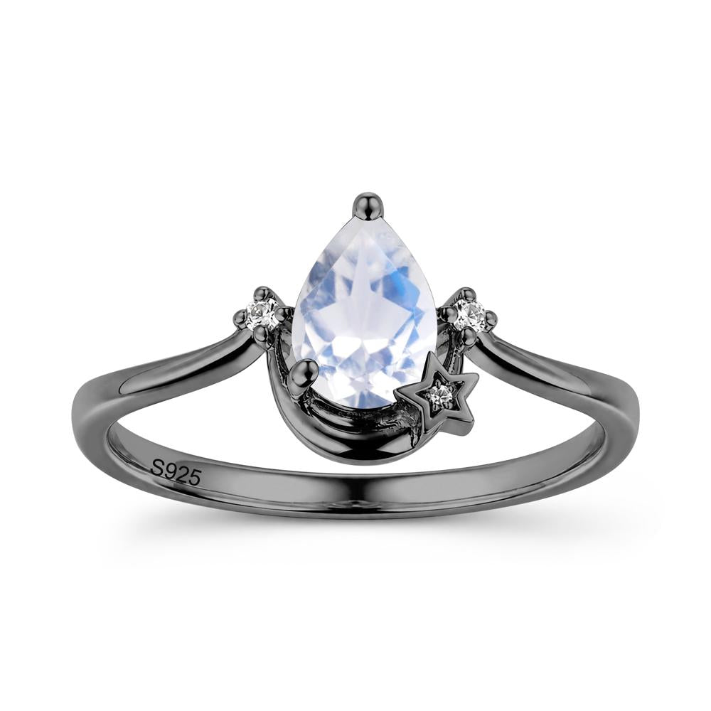 Pear Cut Green Sapphire Moon and Star Ring - LUO Jewelry #gemstone_Moonstone