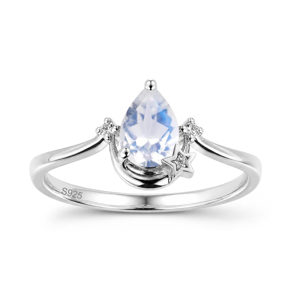 Pear Cut Green Sapphire Moon and Star Ring - LUO Jewelry #gemstone_Moonstone