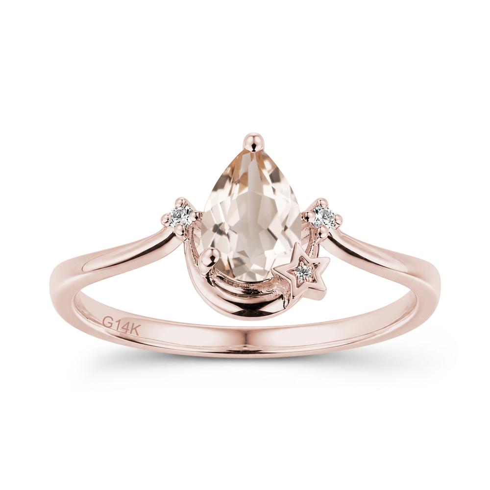 Pear Cut Green Sapphire Moon and Star Ring - LUO Jewelry #gemstone_Morganite