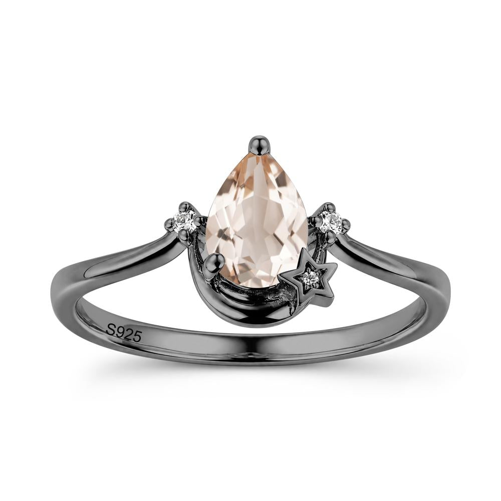 Pear Cut Green Sapphire Moon and Star Ring - LUO Jewelry #gemstone_Morganite
