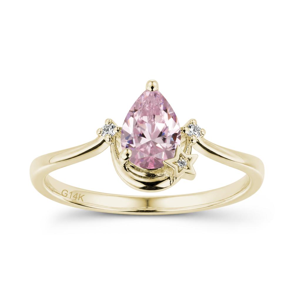 Pear Cut Green Sapphire Moon and Star Ring - LUO Jewelry #gemstone_Pink Cubic Zirconia