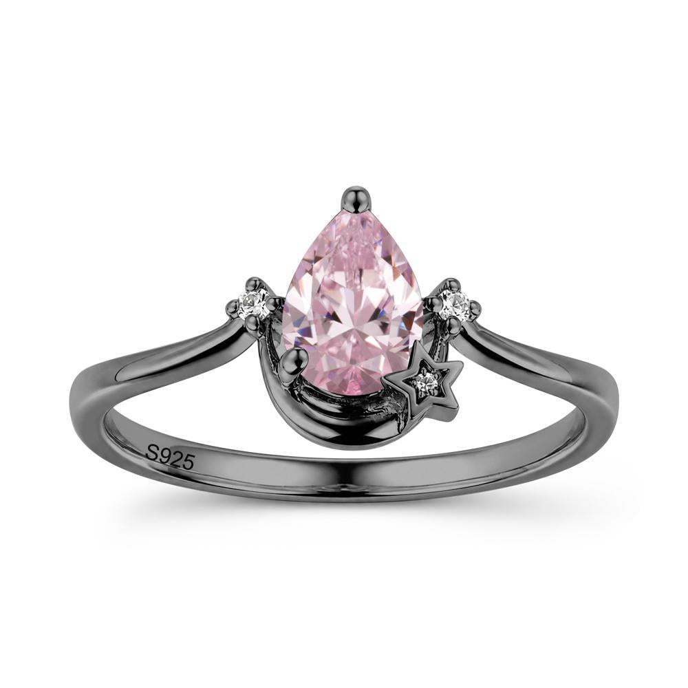 Pear Cut Green Sapphire Moon and Star Ring - LUO Jewelry #gemstone_Pink Cubic Zirconia