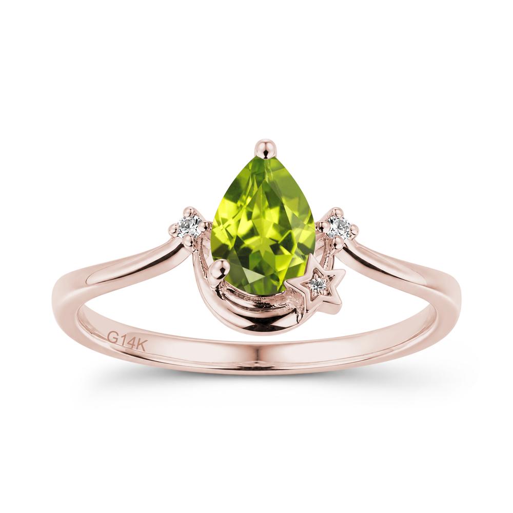 Pear Cut Green Sapphire Moon and Star Ring - LUO Jewelry #gemstone_Peridot
