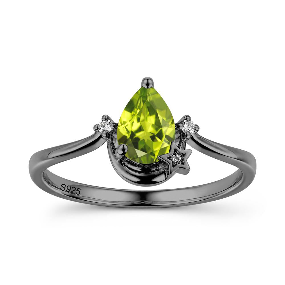 Pear Cut Green Sapphire Moon and Star Ring - LUO Jewelry #gemstone_Peridot