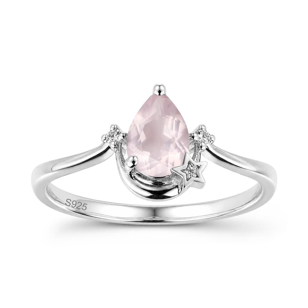 Pear Cut Green Sapphire Moon and Star Ring - LUO Jewelry #gemstone_Rose Quartz