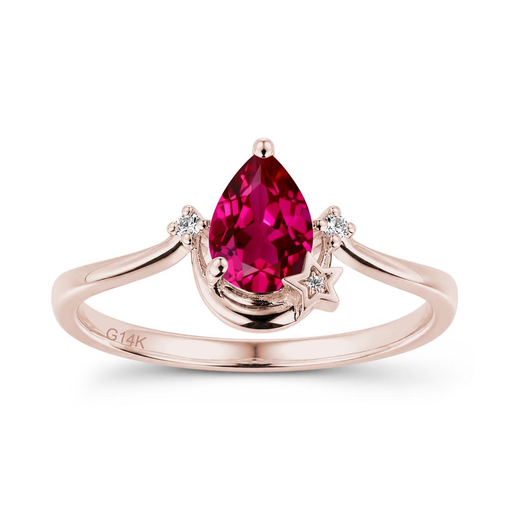 Pear Cut Green Sapphire Moon and Star Ring - LUO Jewelry #gemstone_Ruby