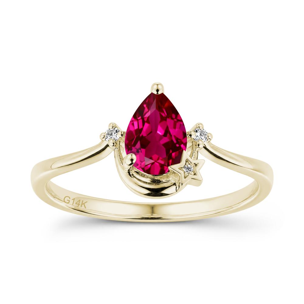 Pear Cut Green Sapphire Moon and Star Ring - LUO Jewelry #gemstone_Ruby