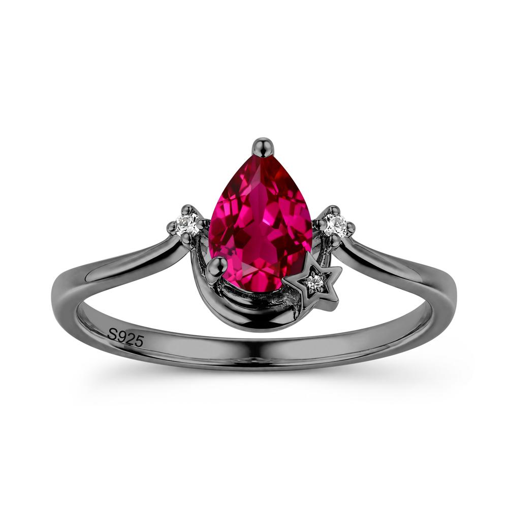 Pear Cut Green Sapphire Moon and Star Ring - LUO Jewelry #gemstone_Ruby