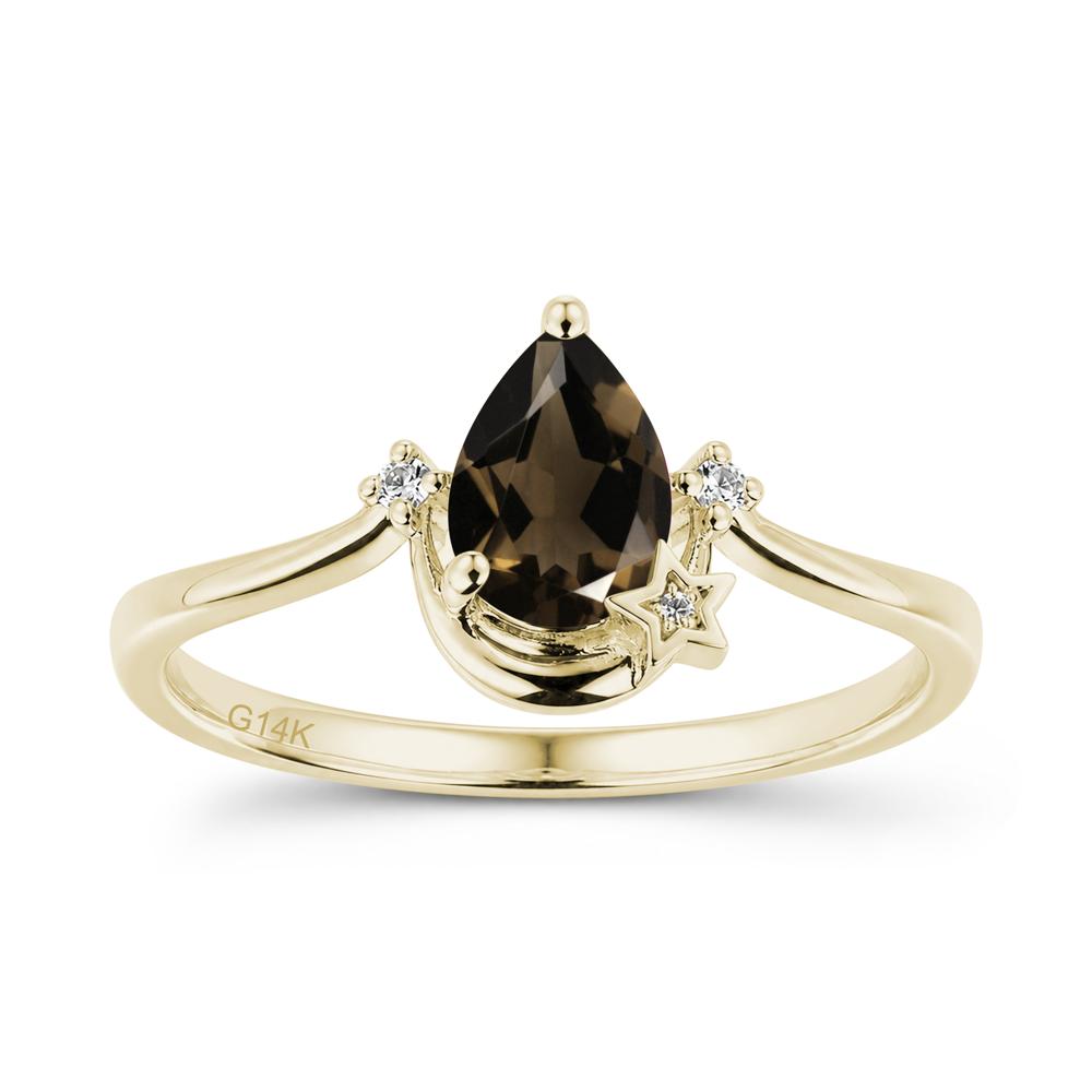 Pear Cut Green Sapphire Moon and Star Ring - LUO Jewelry #gemstone_Smoky Quartz