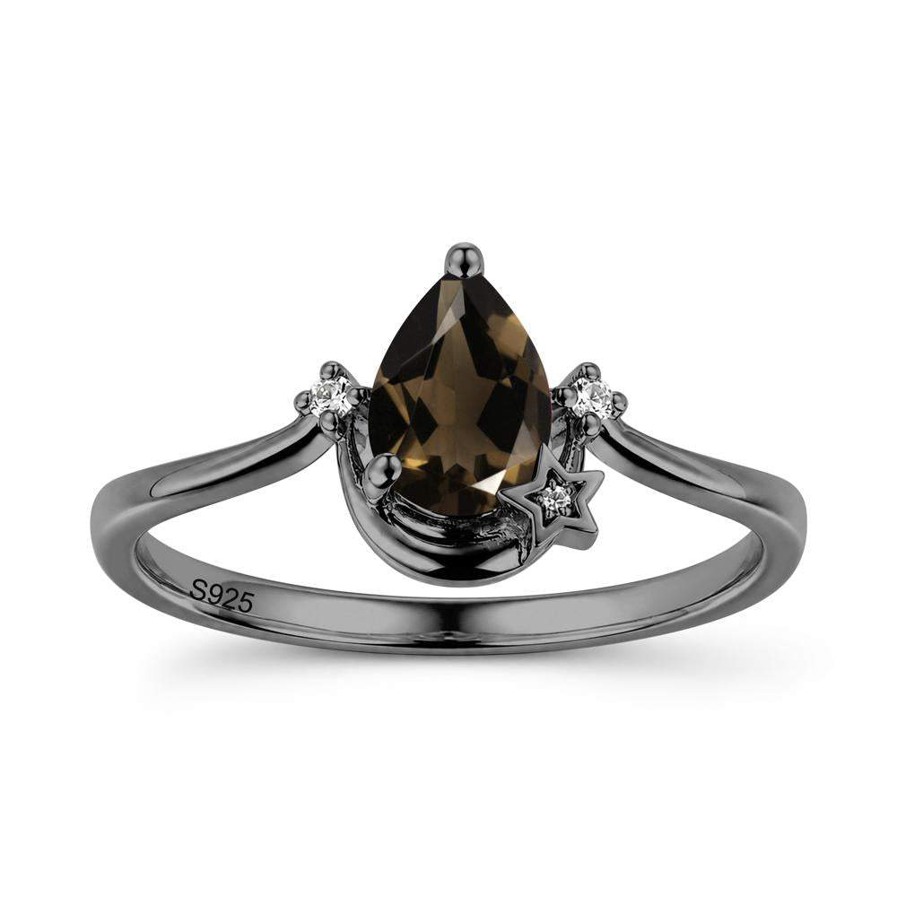 Pear Cut Green Sapphire Moon and Star Ring - LUO Jewelry #gemstone_Smoky Quartz