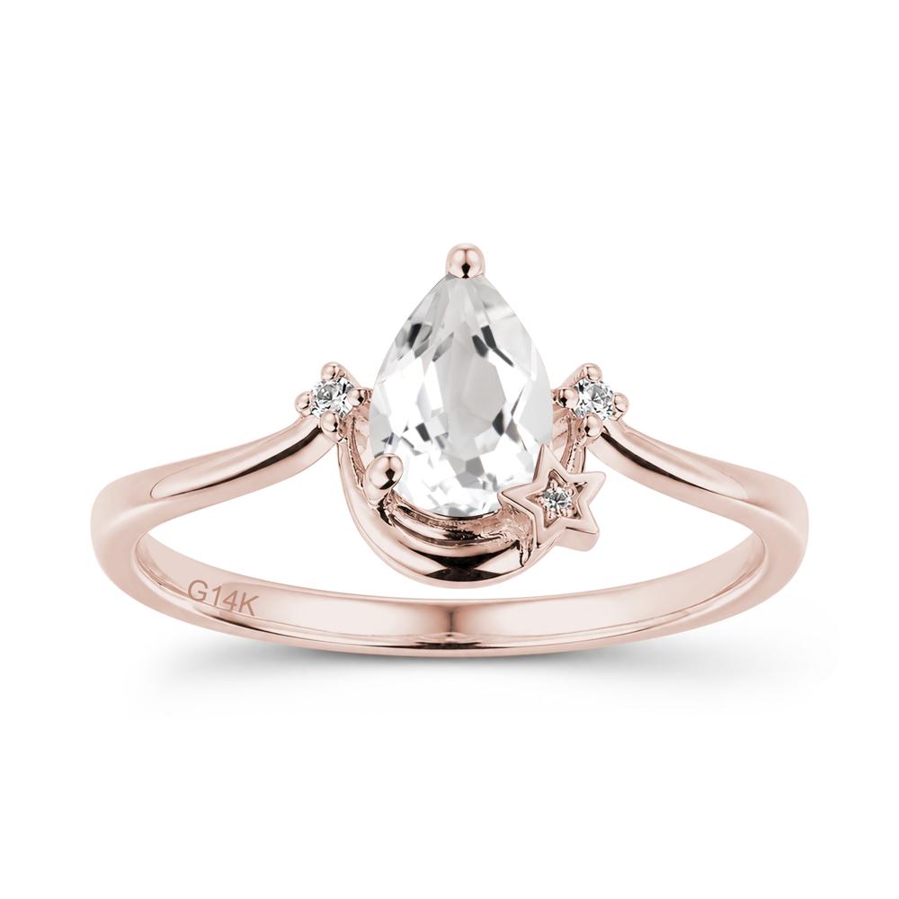 Pear Cut Green Sapphire Moon and Star Ring - LUO Jewelry #gemstone_White Topaz