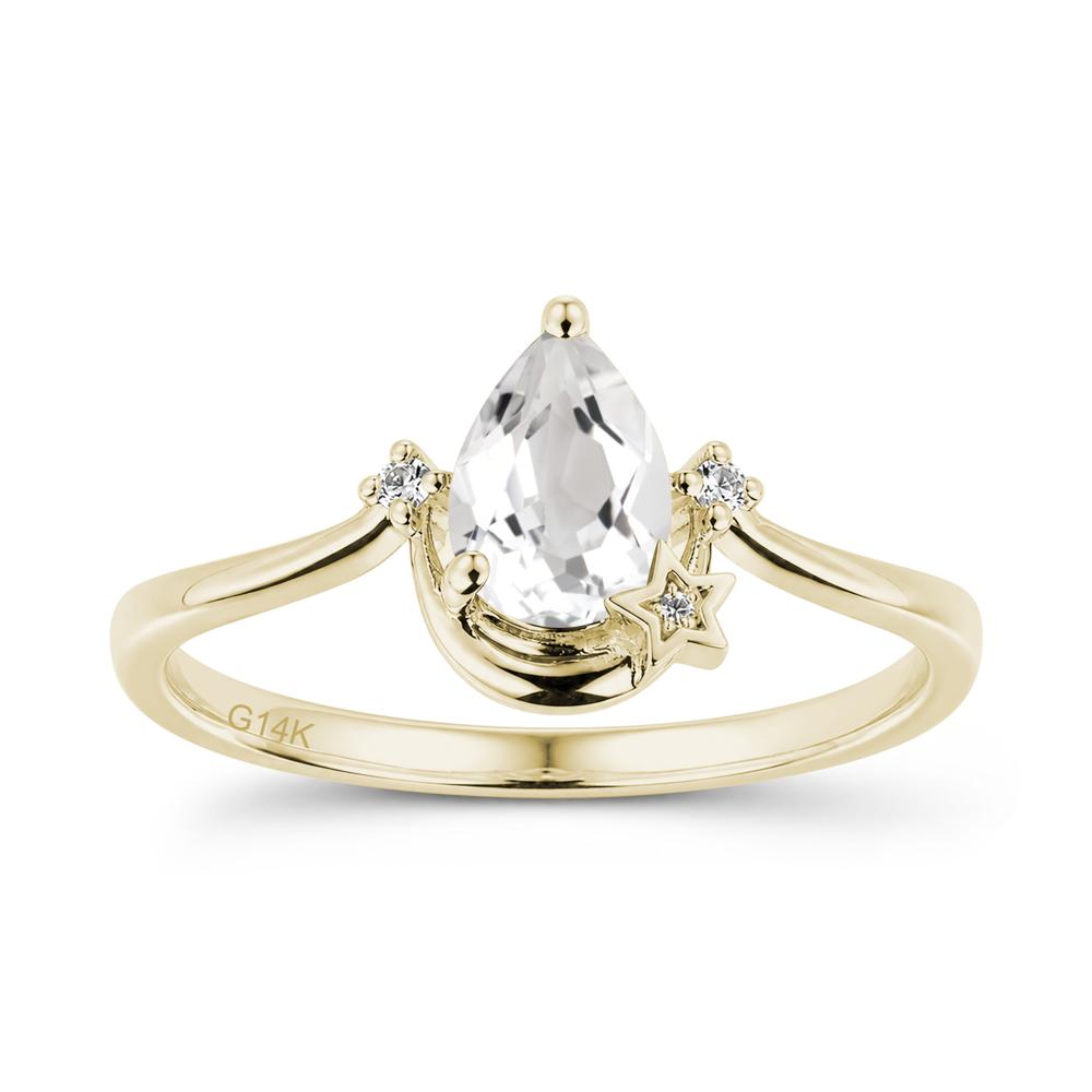 Pear Cut Green Sapphire Moon and Star Ring - LUO Jewelry #gemstone_White Topaz