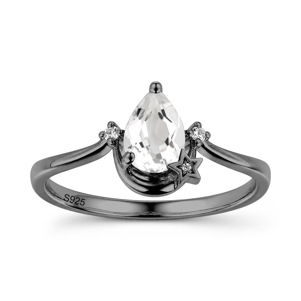Pear Cut Green Sapphire Moon and Star Ring - LUO Jewelry #gemstone_White Topaz