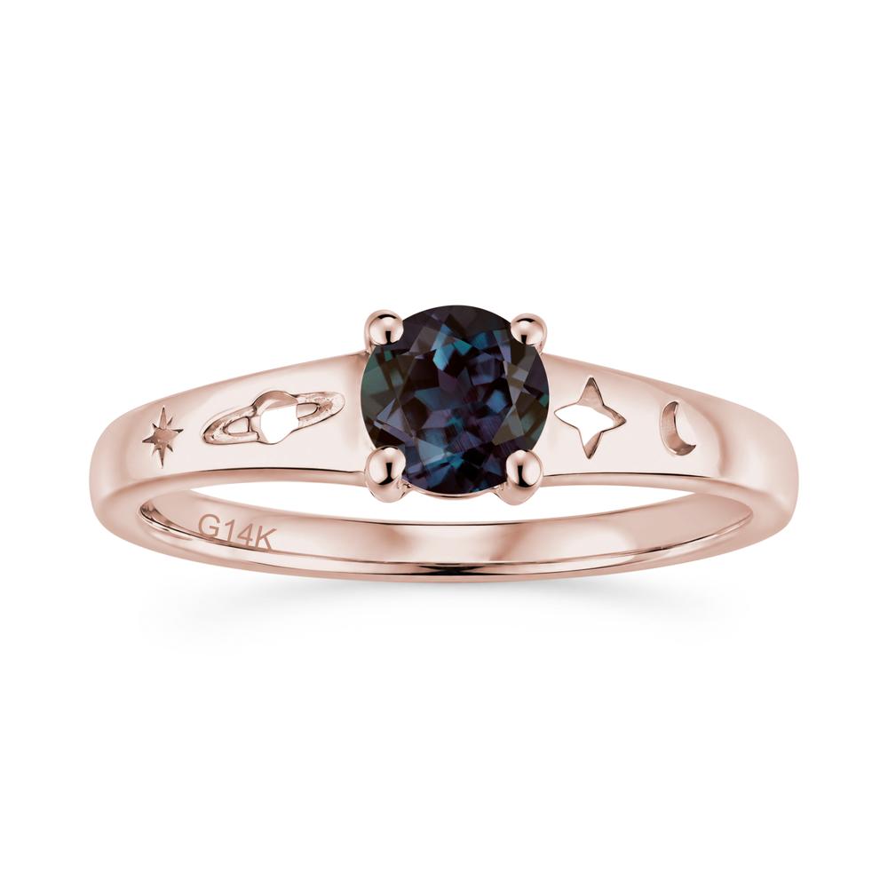 Petite Round Cut Pink Cubic Zirconia Hollow Engraved Ring - LUO Jewelry #gemstone_Alexandrite