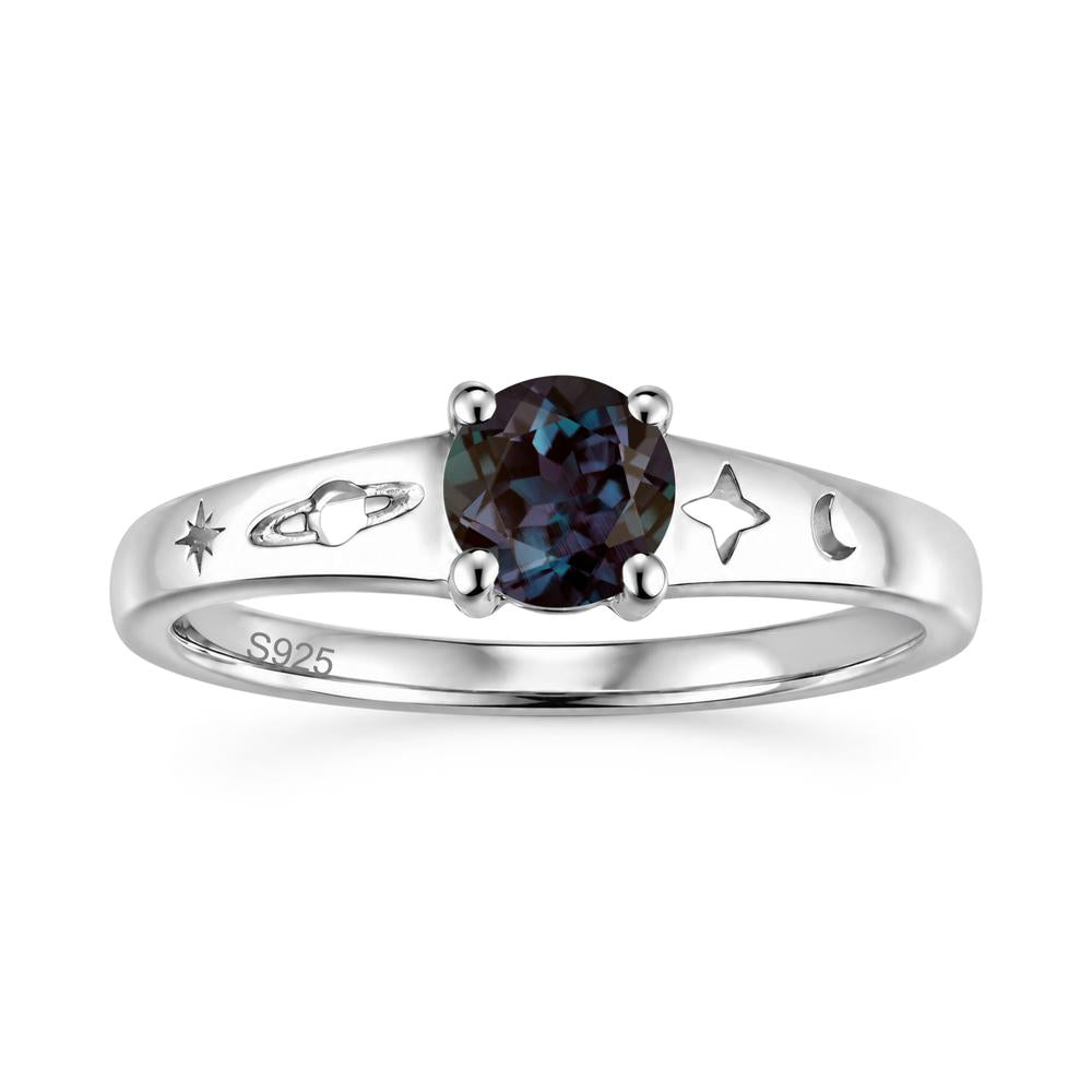 Petite Round Cut Pink Cubic Zirconia Hollow Engraved Ring - LUO Jewelry #gemstone_Alexandrite