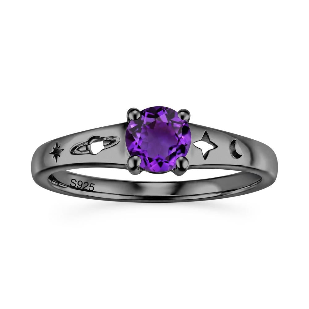 Petite Round Cut Pink Cubic Zirconia Hollow Engraved Ring - LUO Jewelry #gemstone_Amethyst