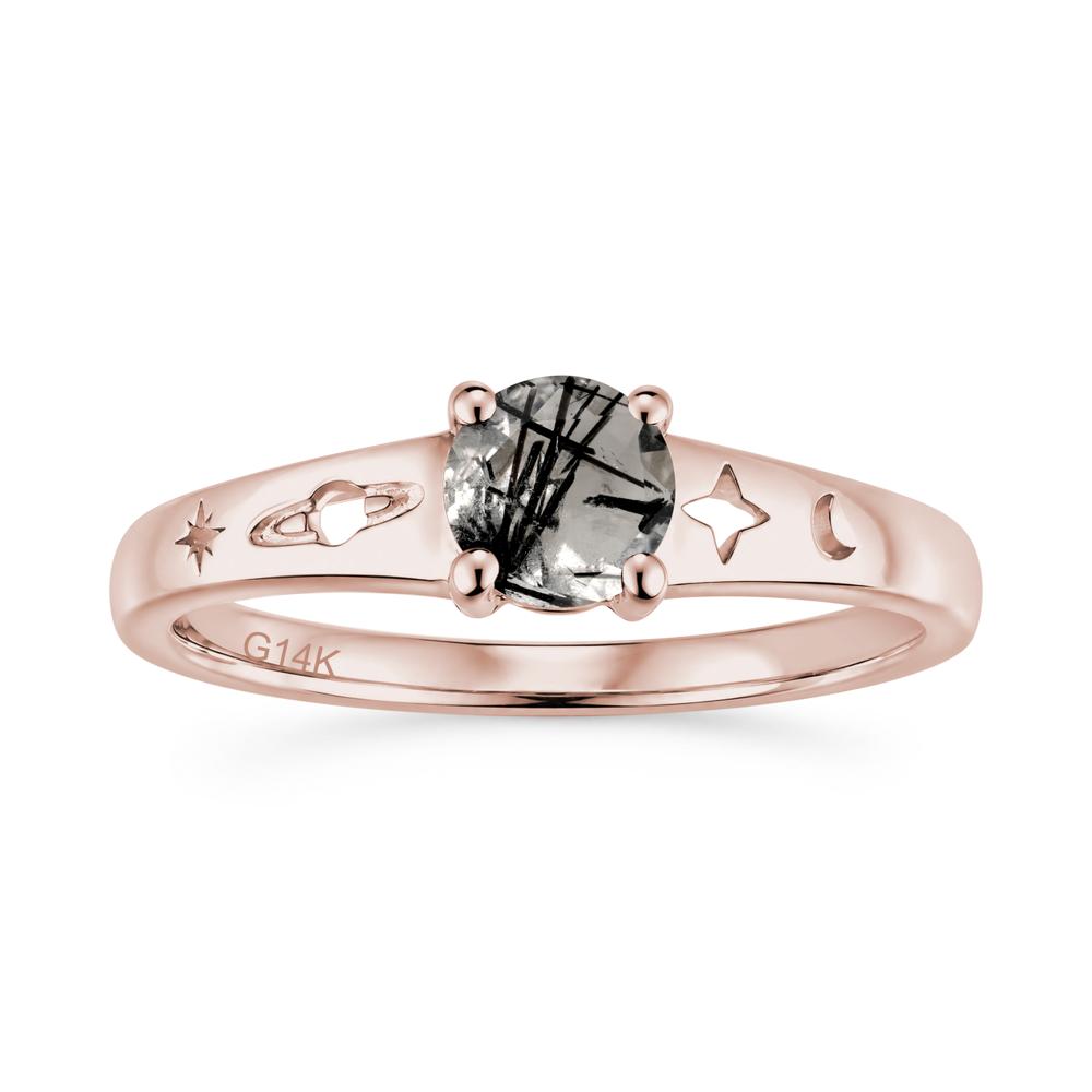 Petite Round Cut Pink Cubic Zirconia Hollow Engraved Ring - LUO Jewelry #gemstone_Black Rutilated Quartz