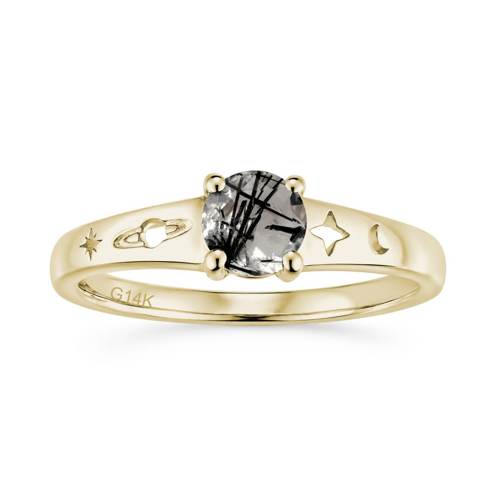 Petite Round Cut Pink Cubic Zirconia Hollow Engraved Ring - LUO Jewelry #gemstone_Black Rutilated Quartz