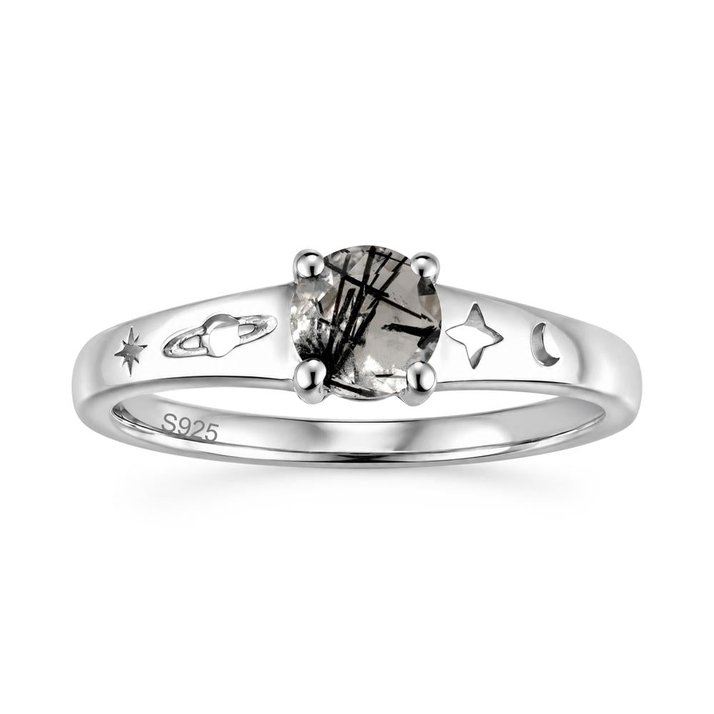 Petite Round Cut Pink Cubic Zirconia Hollow Engraved Ring - LUO Jewelry #gemstone_Black Rutilated Quartz