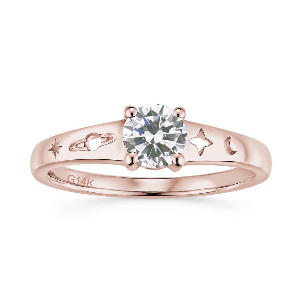 Petite Round Cut Pink Cubic Zirconia Hollow Engraved Ring - LUO Jewelry #gemstone_Cubic Zirconia
