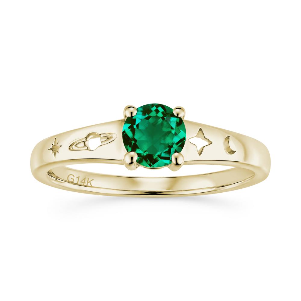 Petite Round Cut Pink Cubic Zirconia Hollow Engraved Ring - LUO Jewelry #gemstone_Emerald