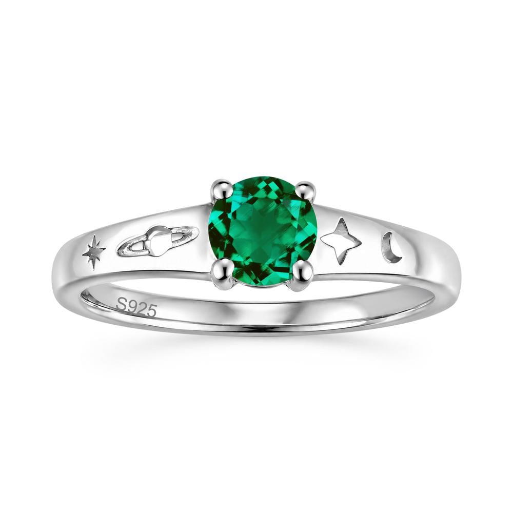 Petite Round Cut Pink Cubic Zirconia Hollow Engraved Ring - LUO Jewelry #gemstone_Emerald